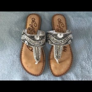Naughty Monkey Rhinestone Sandals